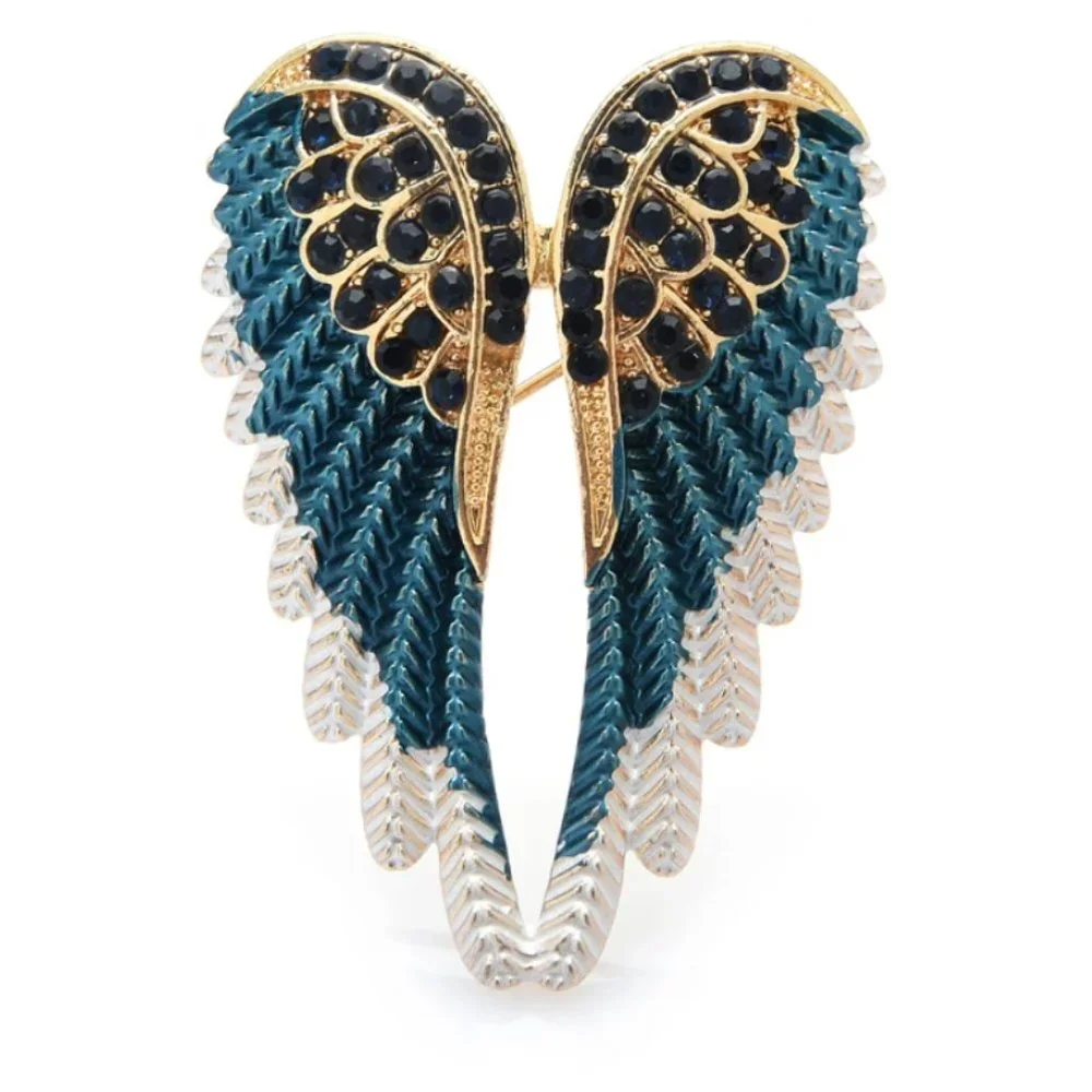 Rhinestone Angel Wings Pearl Brooch / Necklace Pendant - Picture 4 of 6
